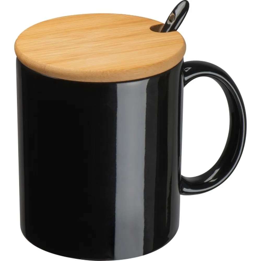 Kubek ceramiczny z łyżeczką 300 ml LOTHAR, wariant 8296903, zdjęcie 1 z 8