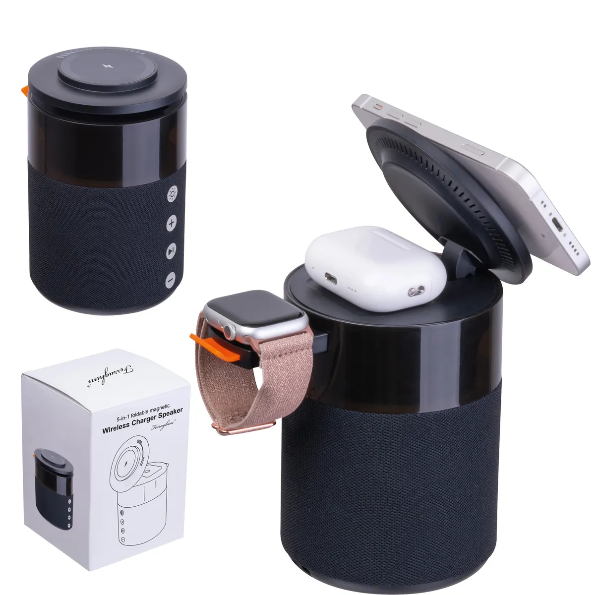Głośnik bluetooth z ładowarką bezprzewodową Ferraghini RILEY, wariant F25503, zdjęcie 1 z 9