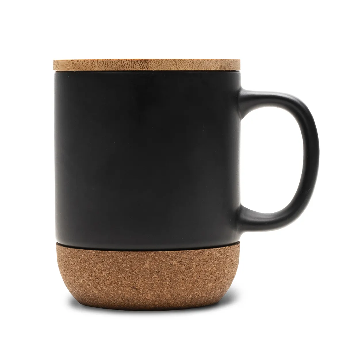 Kubek ceramiczny z bambusową przykrywką Giulia 400 ml, czarny, wariant R85309.02.O, zdjęcie 1 z 9
