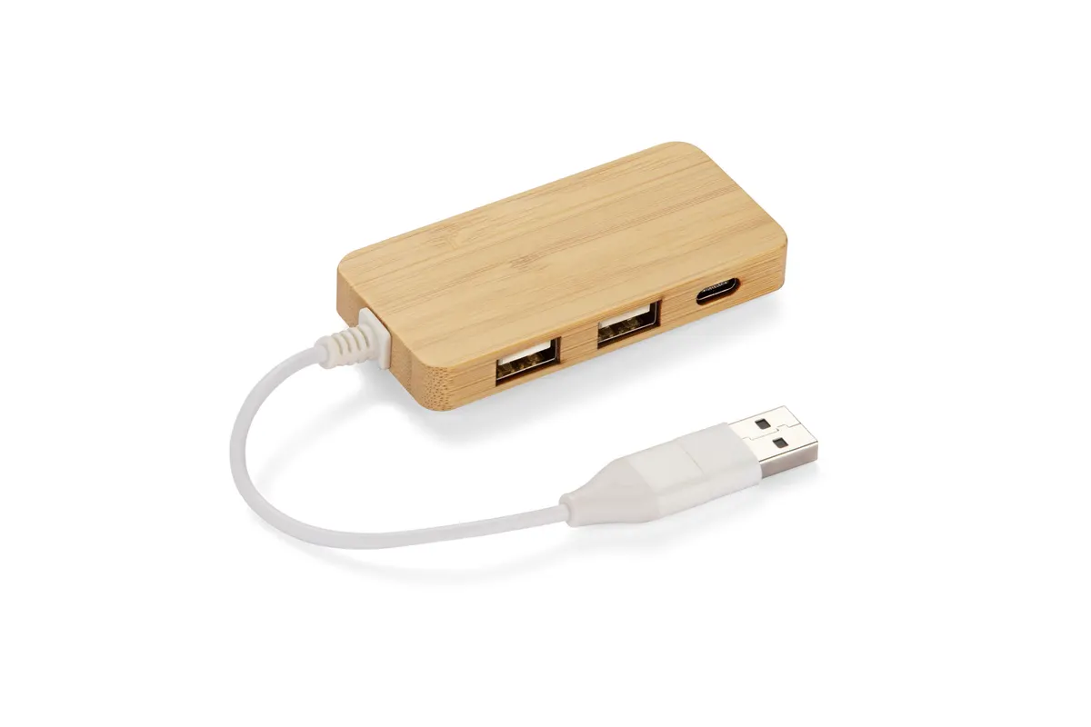 Rozdzielacz bambusowy HUB USB z wymienną wtyczką - RIVO, wariant 09170-17, zdjęcie 1 z 11