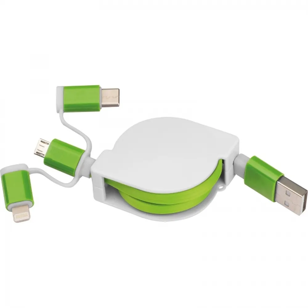 Kabel do ładowania z 3 wtyczkami rozwijany NICO, wariant 2165209, zdjęcie 1 z 8