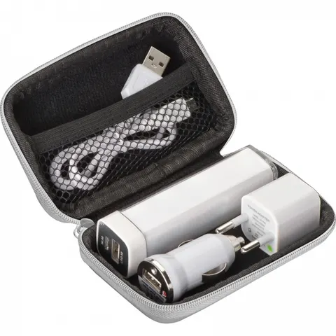 Zestaw podróżny power bank 2200 mAh i wtyczki JUSTIN