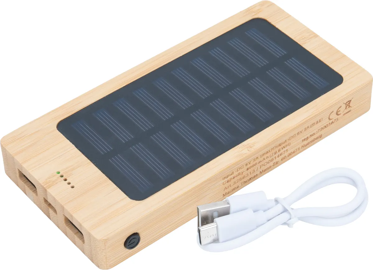 Power bank 8000 mAh solarny VALENTINA, wariant 3256313, zdjęcie 1 z 13