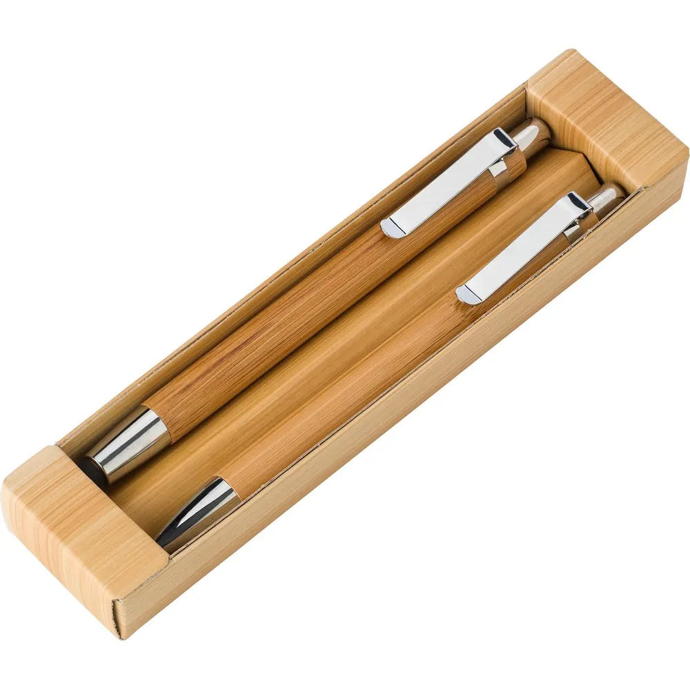 Bambusowy zestaw piśmienniczy, długopis touch pen i ołówek mechaniczny, wariant V1803-16, zdjęcie 1 z 10