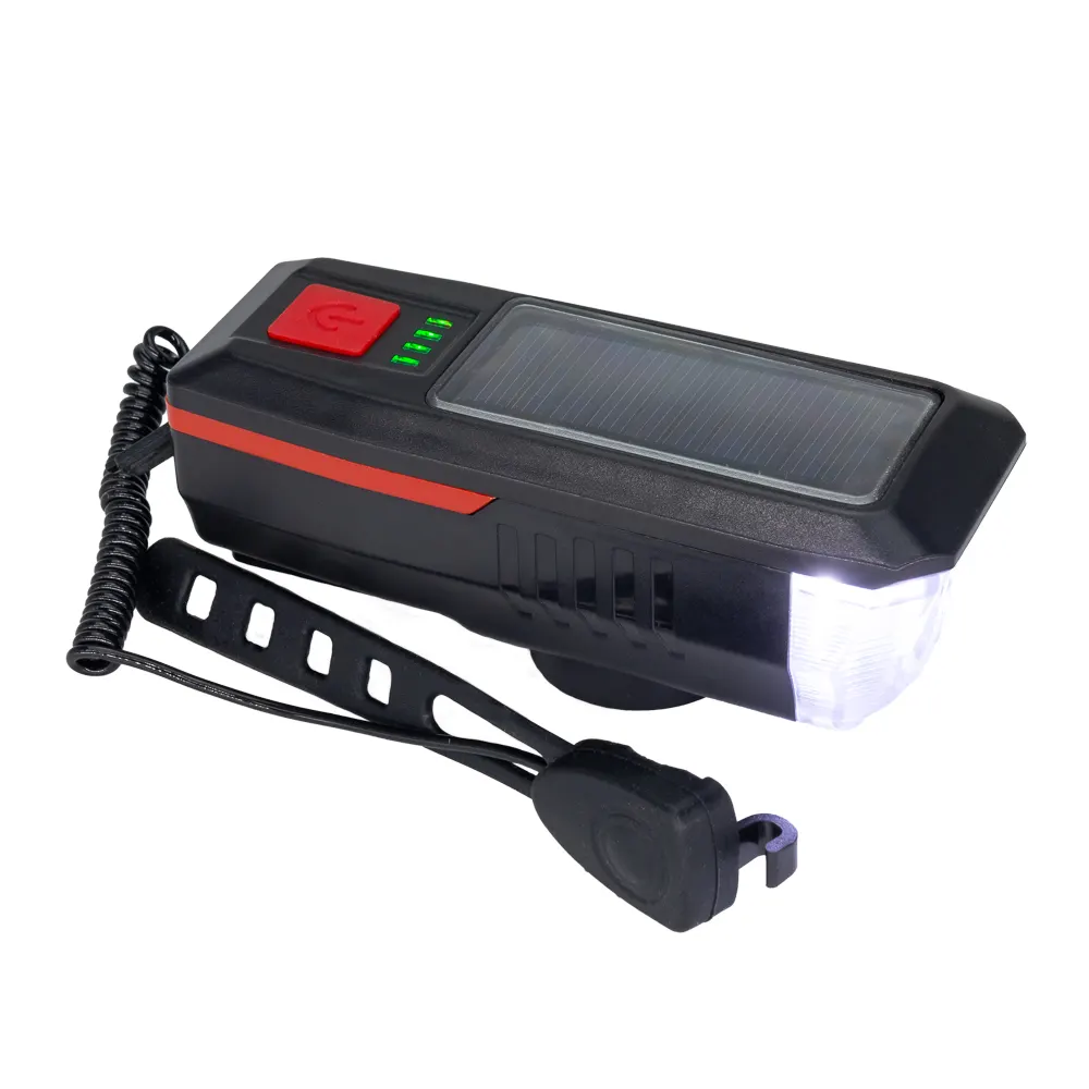Lampka rowerowa solarna z klaksonem, MC-5, wariant EG0589903, zdjęcie 1 z 4