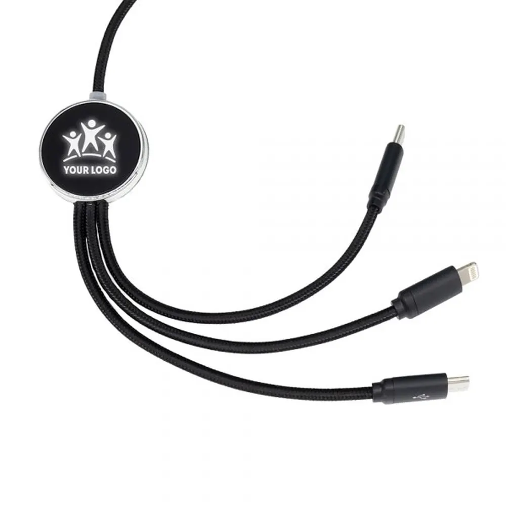 Długi kabel 3w1 z podświetlanym logo, W201TG, wariant EG053403, zdjęcie 1 z 6