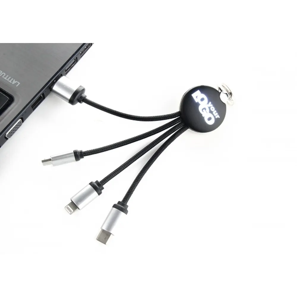 Kabel 3w1 z podświetlanym logo, wariant EG041903, zdjęcie 1 z 4