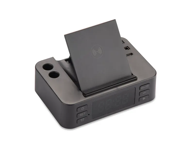 Budzik z ładowarką indukcyjną CLOCKI, wariant 09172-02, zdjęcie 1 z 8