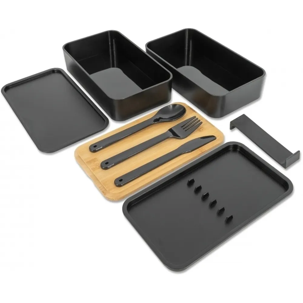 Lunch box 2x600 ml ze sztućcami PESCARA, wariant 253103, zdjęcie 1 z 7