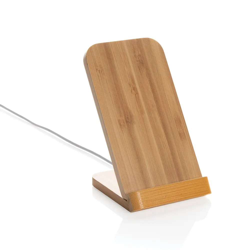 Bambusowa ładowarka bezprzewodowa 5W, stojak na telefon, wariant P308.359, zdjęcie 1 z 9