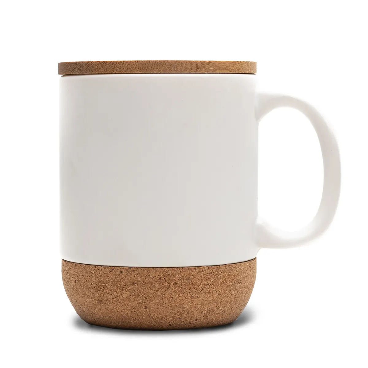 Kubek ceramiczny z bambusową przykrywką Giulia 400 ml, biały, wariant R85309.06.O, zdjęcie 1 z 11