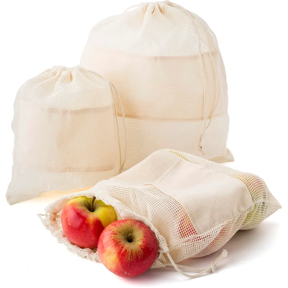 Zestaw woreczków na owoce i warzywa z bawełny organicznej, 3 szt., wariant V0945-00, zdjęcie 1 z 7