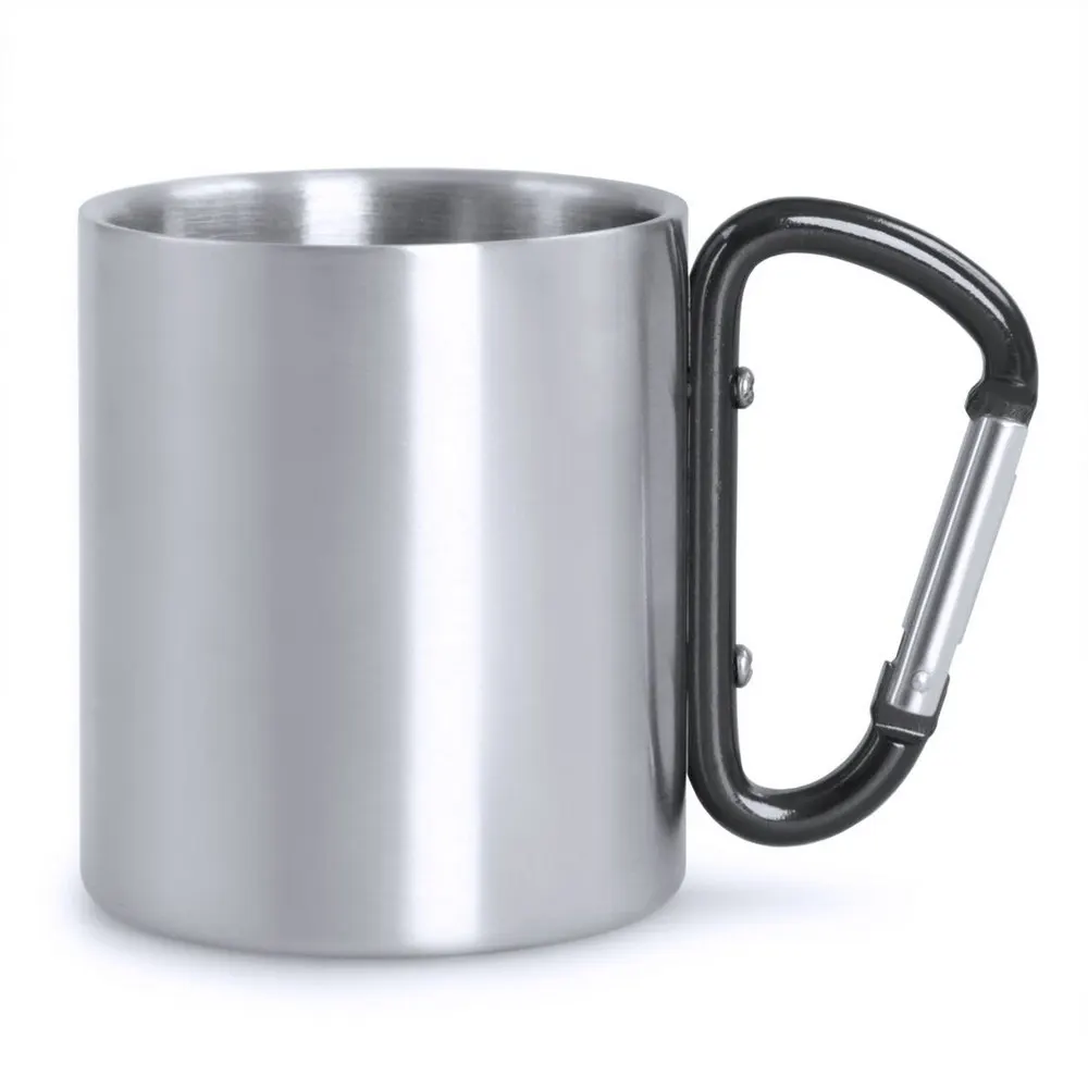 Metalowy kubek 210 ml z karabińczykiem, wariant V8437/A-03, zdjęcie 1 z 5