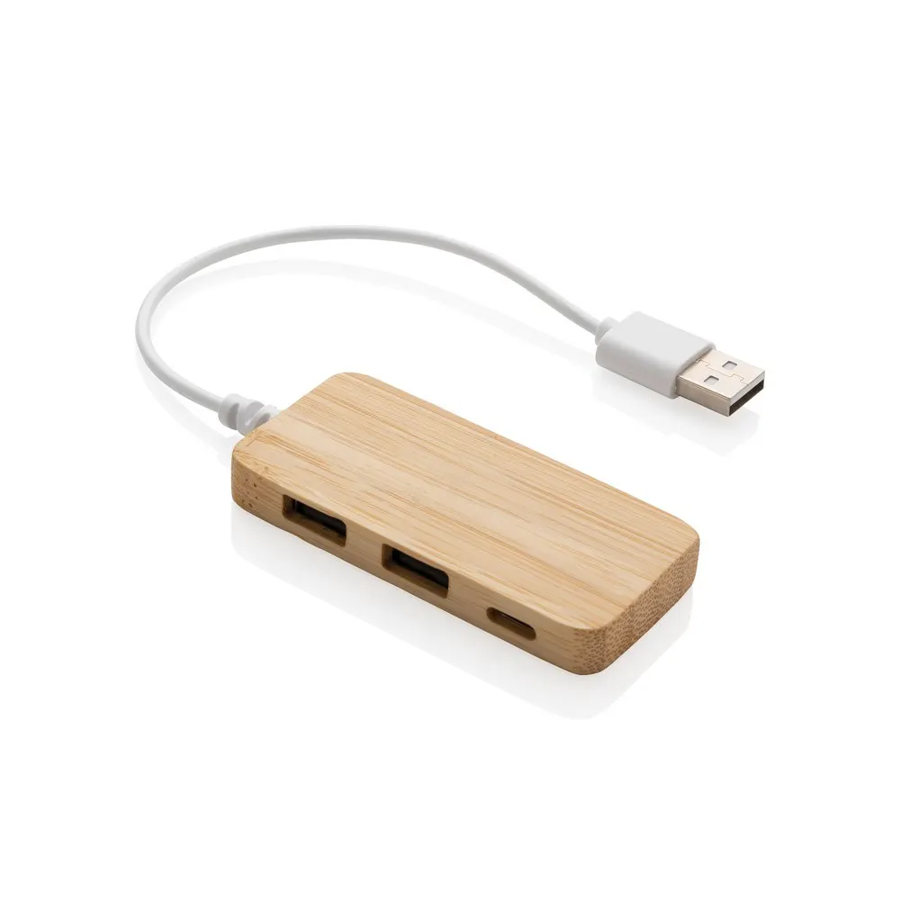 Bambusowy hub USB 2.0 z USB typu C, wariant P308.739, zdjęcie 1 z 4