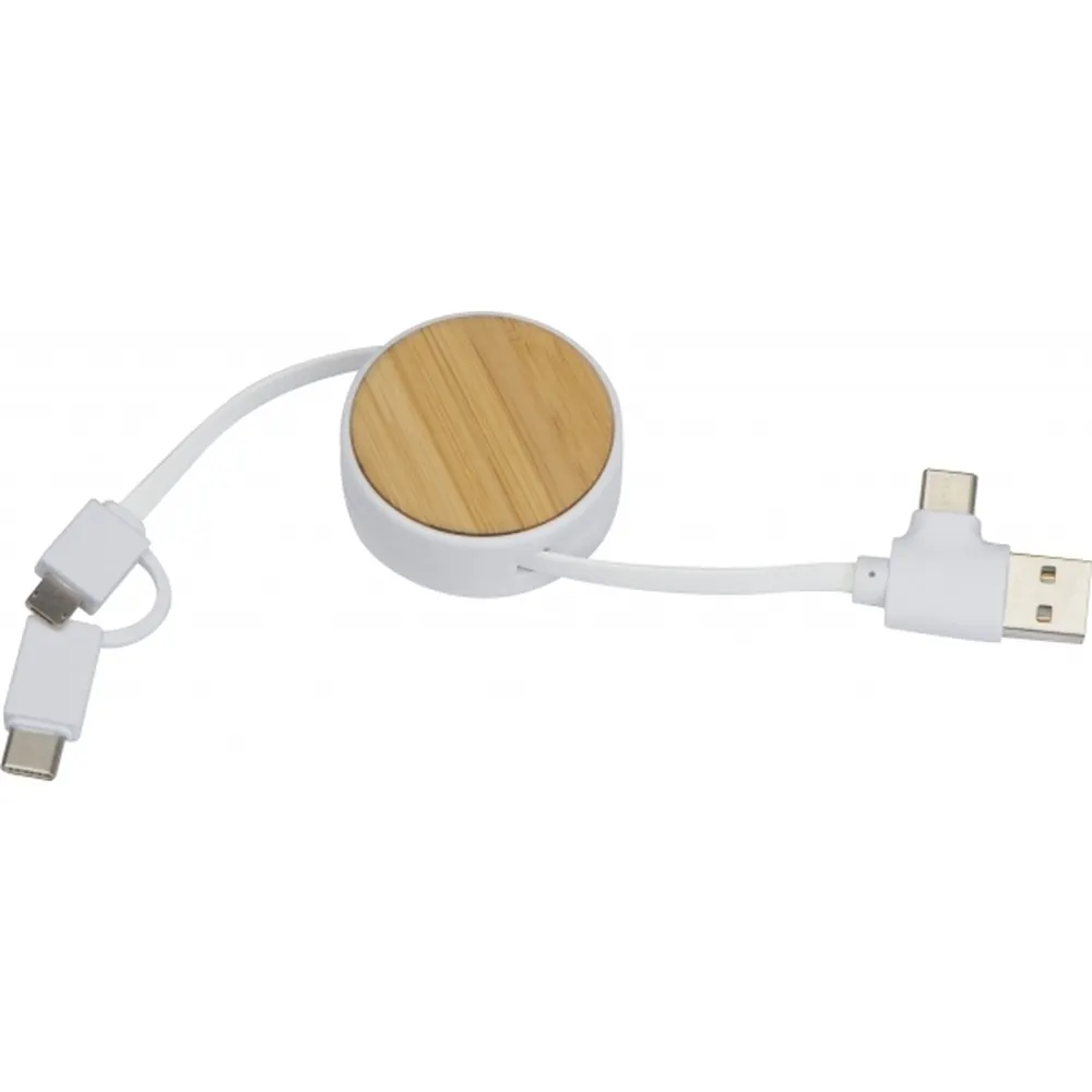 Kabel do ładowania bambusowy GRONINGEN, wariant 319913, zdjęcie 1 z 4